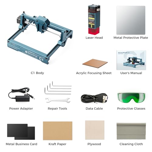 SCULPFUN C1 Mini Laser Engraver, 3W Portable Laser Engraving Machine with 0.04mm Ultra Fine Spot, Work for DIY Beginners,Plywood,Leather,Kraft Paper,Slate, Engraving Area 150 * 130mm SCULPFUN