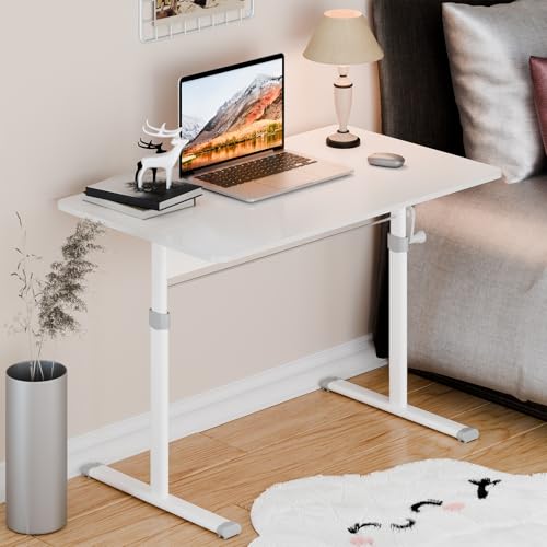 Makamsui Manual Height Adjustable Standing Desk, Heavy Duty Game Desk, Hand Crank Standing Desk, Hand Lifting Computer Desk, Manual Stand Up Desk, Home Office Computer Workstation White 120 cm Makamsui