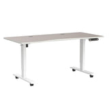 bilbil Electric Standing Desk 55 x 30 Inches, Height Adjustable Sit Stand Desk with Splice Board, Casters with Brake, White Frame/Oak and White Top bilbil