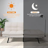 MUUEGM 71-Inch Convertible Futon Sofa Bed with Adjustable Backrest & Removable Armrests, Foldable Sleeper Loveseat for Small Space Living Room, Studio Apartment, Home Office，White MUUEGM