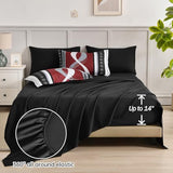 Anibedding Burgundy Comforter Set King Size,8 Pieces Bed in a Bag Patchwork Striped Bedding Sets,Boho Soft Microfiber Bedding Set for All Season(104"×90") Anibedding