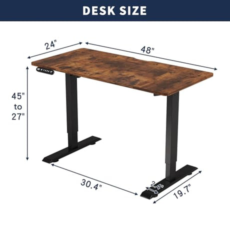 HEONAM 48 Inch Electric Standing Desk with USB Charging Port, Height Adjustable Sit Stand Desk with Memory Presets, Spacious Desktop and Sturdy Metal Frame for Home Office HEONAM