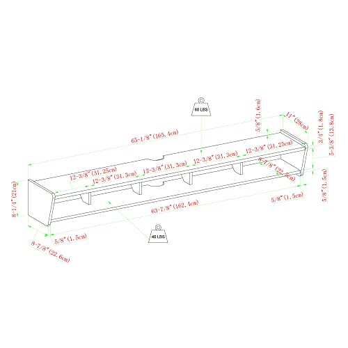 Walker Edison Zee Modern Floating Mounted Minimalist Stand for TVs up to 70 Inches, 65 Inch, Solid Black Walker Edison