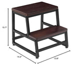 Wooden Step Stool, Bed Steps for High Bed for Adults Kids, Heavy Duty Bed Step Stool for Adults with 500 LB Load Capacity, Wooden 2 Step Stool for Kitchen Bedroom Livingroom Bathroom(Dark Walnut) RORKEE