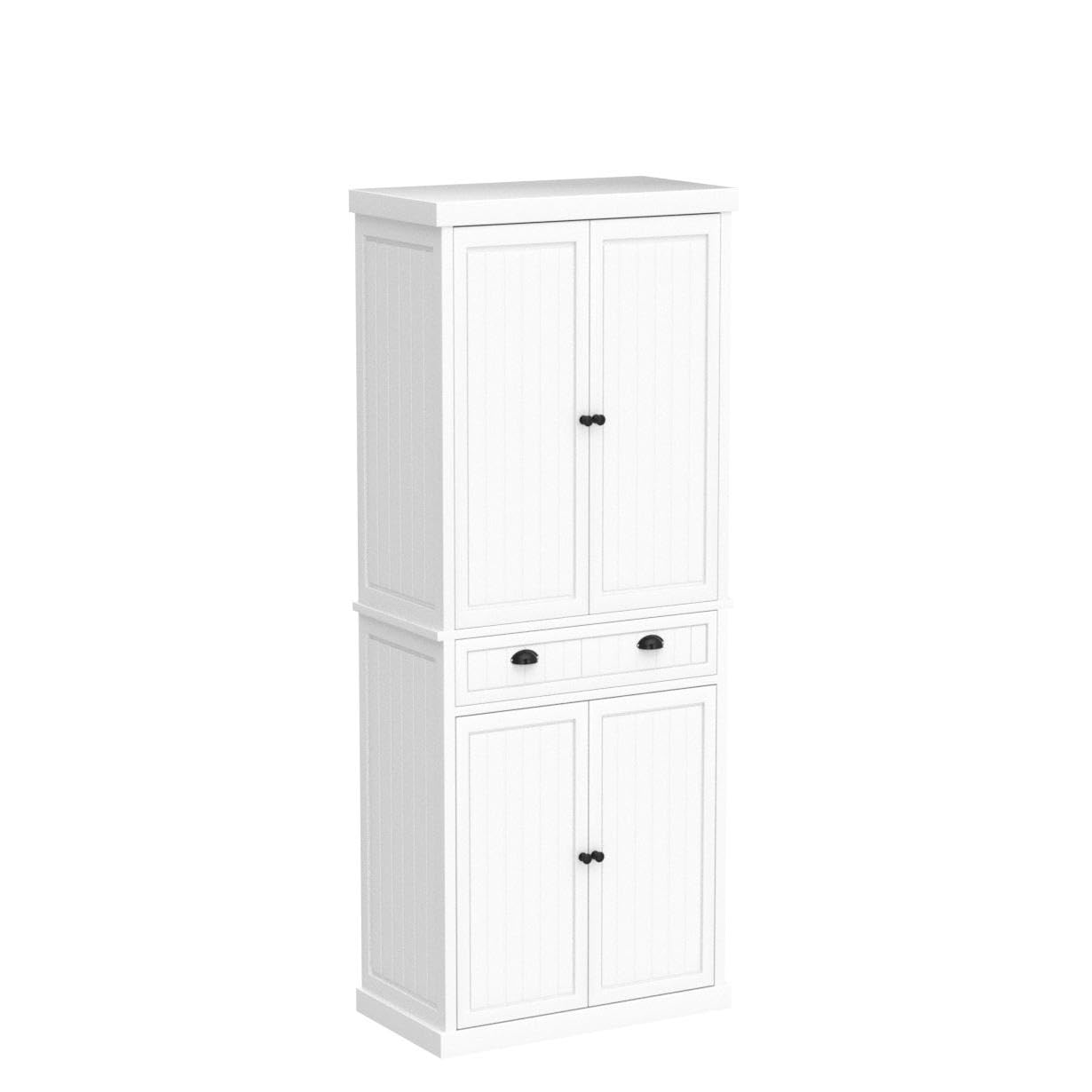 ARTPOWER Kitchen Pantry Storage Cabinet with Drawer and Adjustable Shelves, Bathroom or Hallway, White