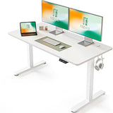 FEZIBO Electric Standing Desk, 55 x 24 Inches Height Adjustable Stand up Desk, Sit Stand Home Office Desk, Computer Desk, White FEZIBO
