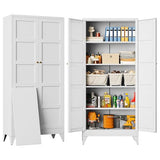 SISESOL Wide & Deep Metal Storage Cabinet with 2 Doors and 5 Shelves,72 inch Tall Pantry Storage Cabinet,Large Cupboard Closet,White Cabinets for Home,Kitchen,Bathroom,Dining/Living Room SISESOL