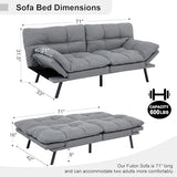 MUUEGM 71" Futon Sofa Bed, Comfortable Memory Foam Futons Sofa with Adjustable Backrest & Armrests, Convertible Loveseat Futon Bed for Compact Living Room, Apartment, Office, Grey MUUEGM