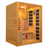 Luxury Dual-System Wood Sauna Room for 3 Person, Hybrid Indoor Sauna Spa,Canadian Hemlock, 4.5KW Heater, 195°F Steam+149°F Far Infrared, 10 Heating Elements, 220V, Oxygen Ionizer, 8mm Tempered-Grass ZONEMEL