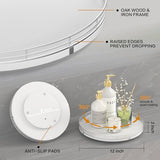 12" Oak Wood Lazy Susan Organizer, Lazy Susan for Cabinet Dining Table Pantry Wood Turntable Organizer Tray for Coffee Table Kitchen Countertop Salt Oroyutor