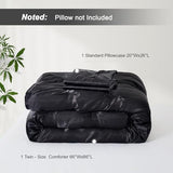Lanest Housing Twin Size Satin Comforter Set Black, 2 Pieces Soft and Lightweight Silk Bedding, All Season Fluffy Down Alternative Comforter Bed Set Lanest Housing