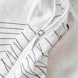 SUSYBAO Aesthetic Striped Duvet Cover King 100% Cotton 3 Pcs Set 1 Abstract Black Stripe Duvet Cover with Zipper Ties 2 Pillowcases Minimalist White Pinstripe Bedding Set Soft Comfy SUSYBAO