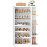 YATINEY Tall Shoe Cabinet with Open Storage, Multifunctional Shoe Rack, 7-Tier Wooden Shoe Storage Cabinet with Adjustable Shelves, Entryway Shoe Organizer for Closet, Hallway, White SC02WT YATINEY