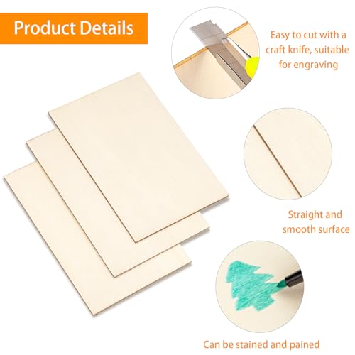 28 PCS Basswood Sheets - 4 x 6 x 1/16 Inch Thin Unfinished Craft Wood Pieces for DIY Projects, Model Making, Drawing, and Engraving SOKOSEY