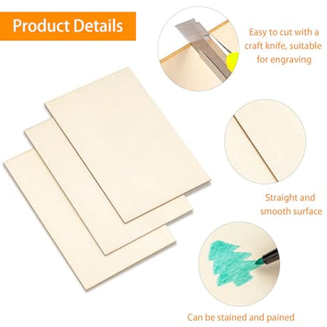 28 PCS Basswood Sheets - 4 x 6 x 1/16 Inch Thin Unfinished Craft Wood Pieces for DIY Projects, Model Making, Drawing, and Engraving SOKOSEY