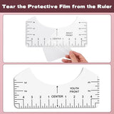 Jiehstu Tshirt Ruler Guide Vinyl Alignment, Transparent V-Neck/Round PVC Ruler for Alignment, Designs Pocket Logo, Fit for Heat Press, Alignment, Children Youth Adult, Front and Back Measurement Jiehstu