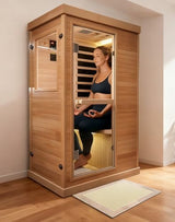 PAETA Infrared Sauna | 1-Person Indoor Dry Sauna with 5 Carbon Heaters | Fast & Even Heating Low EMF | Bluetooth & Chromotherapy for Home Sauna(Wooden) PAETA