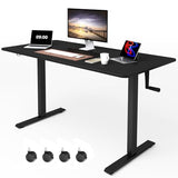 Whole Piece Manual Standing Desk Adjustable Height with Lockable Casters- Hand Crank Stand up Desk with Wheels, Mobile Sit to Stand Workstation with Handle iWkstation