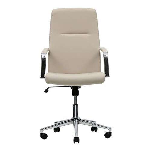 Workspace by Alera Leather Task Chair, Supports Up to 275 lb, 18.19" to 21.93" Seat Height, White Seat, White Back Alera