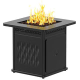 EAST OAK 28'' Propane Fire Pit Table, 50,000 BTU Steel Gas FirePit for Outdoor, Outside Patio Deck and Garden, CSA Certified Fire Table with Magnetic Lid, Cover-Storage Basket and Lava Rock , Black EAST OAK