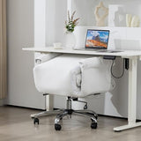 HOMCOM Executive Office Chair Comfy with Foot Rest, Reclining Swivel Computer Desk Chair with High Back, Thick Cushion, Padded Armrest, Adjustable Height, Rolling Wheels, Cream White HOMCOM