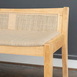 Powell Kasi Natural Low Back Cane Bench with Beige Upholstered Seat Powell
