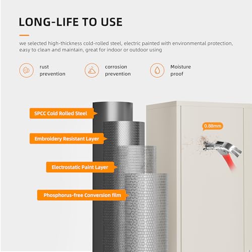 INTERGREAT Metal Storage Cabinet with Locking Doors, 72" Tall Wardrobe Closet with Lock and Hanging Rod, Steel Storage Locker Closet with 4 Shelves for Home Office, Garage, Grey INTERGREAT