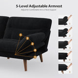 Pipishell Futon Sofa Bed, Modern 66" Futon Couch Convertible to Bed & Lounger, Compact Size, Corduroy Loveseat, Durable Construction - Fits Small Spaces, Apartments,Study Room(Ink Black, 66 Inch) Pipishell