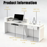 63in Reception Desk with Counter，Modern Front Desk Reception Counter for Checkout, Lobby, Beauty Salon (Left high)