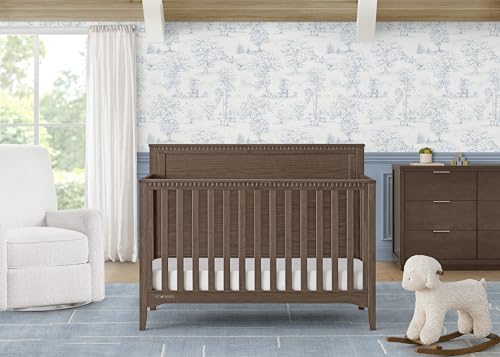 Delta Children Kendall 6-in1 Convertible Crib - Converts from Baby Crib to Toddler Bed, Daybed, Sofa Bed and Full-Size Bed with and Without Footboard, Fits Full-Size Crib Mattress, Teak Brown
