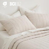 EVERGRACEHOME 100% Cotton Box Stitch Quilt Bedding Set King Size 3 Pieces, Garment-Washed Lightweight Soft Cozy Coverlet, Oversized Quilted Bedspread Sets with 2 Shams for All Season, Birch EVERGRACEHOME