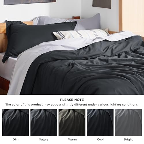 Bedsure Duvet Cover Twin/Twin XL Size - Soft Double Brushed Bedding Set for Kids & Adults, Zipper Closure, 2 Pieces, Includes 1 Duvet Cover (68"x90") & 1 Pillow Sham, NO Comforter, Black Bedsure