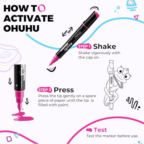 Ohuhu 30 Colors Acrylic Paint Pens : Dual Tips (Round & Fine) Acrylic Markers High Opacity Paint Markers Waterproof Lightfast for Rock Painting Easter Eggs Wood Glass Ceramic Canvas Ohuhu
