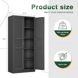 Letaya Black Storage Cabinet with Adjustable Shelves-Metal Home Kitchen Pantry Cabinets with Doors,Organization Locker for Cupboard/Bedroom/Dining/Living/Bathroom/Office/Garage Room Letaya