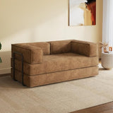 WLIVE 87'' Futon Sofa Bed, Convertible Sleeper Sofa, Folding Pull Out Couch Boneless Mattress with Fixed Frame, Corduroy, with Storage Pocket, Brown WLIVE