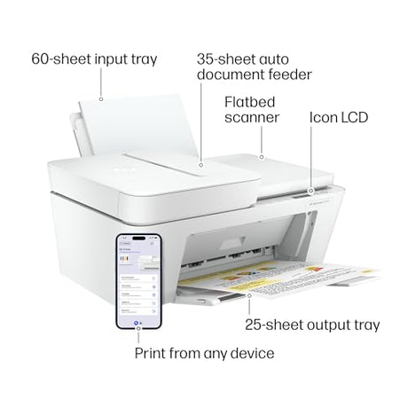 HP DeskJet 4227e Wireless All-in-One Color Inkjet Printer, Scanner, Copier, Best-for-Home, 3 Month Instant Ink Trial Included, AI-Enabled (6W7F0A) HP