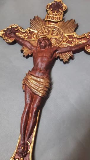 Wooden Wall Crucifix Natural Wood - Different colors - Any size - Christ Cross - Personalized Christian wooden carved Pediment - WoodArtSupply