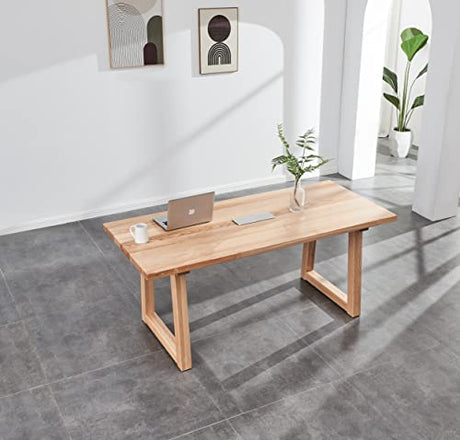 woJKod 6-8 People 6FT Ash Wood Table Rectangular, Kitchen Dining Table, Modern Conference Desk Table for Office-Bouns Socket/Console woJKod