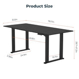 FitStand 4 Legs Standing Desk, Large 79x31 Inches Electric Adjustable Height Desk with Splice Board, Stand Up Desks Home Office Computer Workstation, Black FitStand