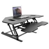 Mount-It! Corner Standing Desk Converter Height Adjustable 43” Wide Desktop, Corner Stand Up Desk with Gas Spring Lift Asssit, Stand Up Computer Workstation with Ergonomic Keyboard Tray | Black Mount-It!