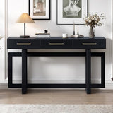 Contemporary Modern Entryway Console Table 57-Inch Extra Long Entry Sofa Table with Storage Drawers for Living Room Hallway, Black Amposei
