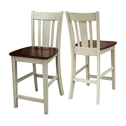 International Concepts San Remo Stool Barstool, Antiqued Almond/Espresso - WoodArtSupply