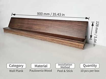 COLAMO 10 Black Walnut Peel and Stick Shiplap Boards for Wall,Adhesive Wall Wood Panels,Stick on RV Backsplash Rustic Weathered Reclaimed Wood Wall Paneling,Wood Planks for Accent Wall Living - WoodArtSupply