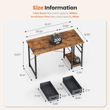 Sweetcrispy 40 Inch Computer Desk with Drawers for Home Office, Writing Desk with X-Shaped Reinforcement, Wood Table with Adjustable Position Drawers, Modern Study Work Table with Side Hook, Rust Sweetcrispy