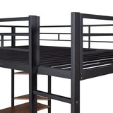 Bellemave Full Size Loft Bed with Desk and 2 Shelves, Metal Loft Bed Frame with 2 Ladders and Guardrails for Kids Teens (Black/Full) Bellemave