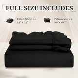 KKJIAF Full Fitted Bed Sheets with 2 Ruffle Pillowcases, Brushed Microfiber Fitted Sheet with 16 Inches Deep Pocket, Comfy Breathable Bed Sheets, Black (No Flat Sheet) KKJIAF