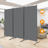 6 FT Tall Room Divider Screen Fabric Wall Divider with Metal Frame, 3 Panel Folding Privacy Screens, Portable Room Divider Panel, Freestanding Room Divider Partition for Office Bedroom Study, Grey CHOSENM