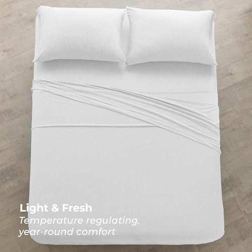 Pure Bedding Bed Sheets - King Sheet Set [6-Piece, Heather White] - Hotel Luxury 1800 Brushed Microfiber - Soft and Breathable - Deep Pocket Fitted Sheet, Flat Sheet, Pillow Cases Pure Bedding