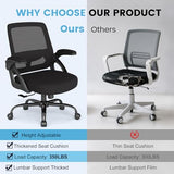 AnyGod Big and Tall Office Chair, Ergonomic Desk Chair Mesh Mid Back with Comfy Lumbar Support Swivel Task Executive Chairs with Wheels, Flip up Arms for Home, Office, Study AnyGod