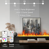 Water Vapor Fireplace Recessed Multicolour Realistic Atomized Flame, Electric Fireplace with Manual Water Control and Remote Control,with 5ft Power Cord,Size: L31.5 x W7.87x H8.27 in Mexhom